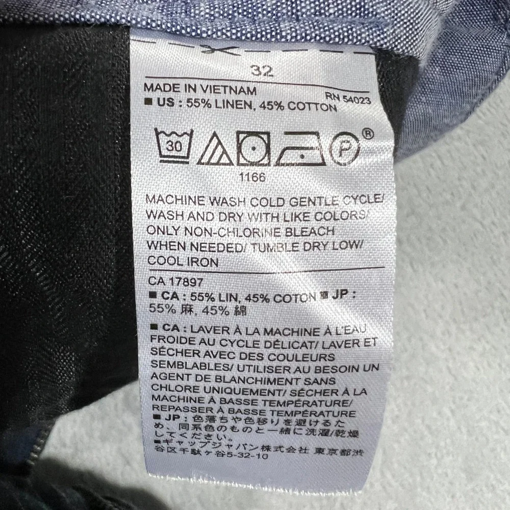 BANANA REPUBLIC Aiden Shorts Mens 32 Blue Pinstripe Linen Cotton 8in Summer